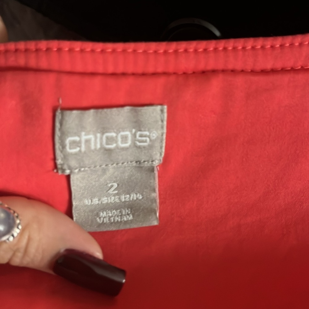 Chico’s Coral Zip Front Jacket Size 2 (M/L) - Picture 7 of 8
